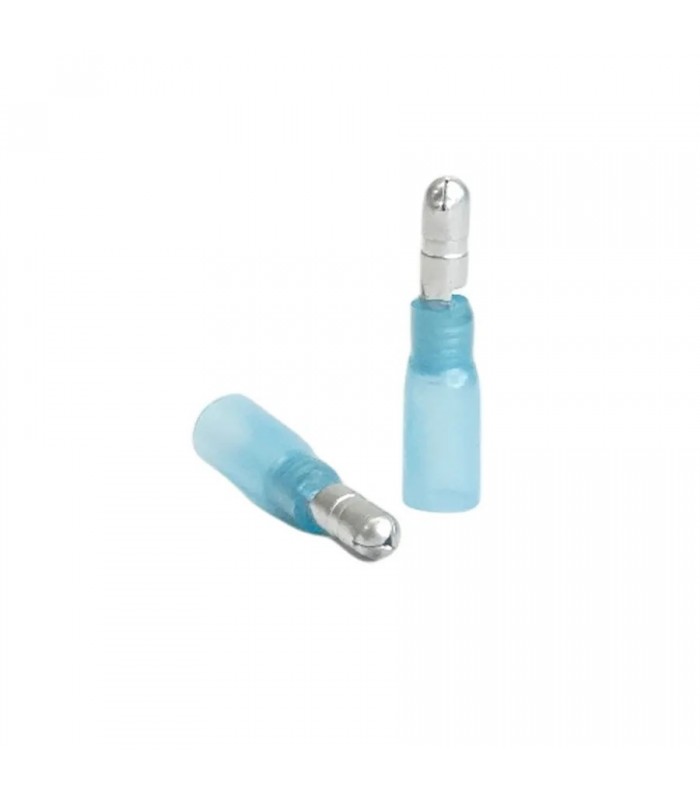 PureVolt Terminal bullet mâle thermorétractable double baril - 4 mm - 16-14 AWG - Bleu - Paquet 10