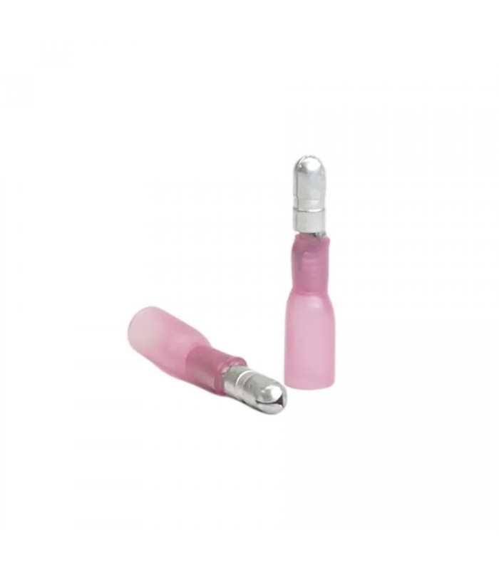 PureVolt Terminal bullet mâle thermorétractable double baril - 4 mm - 22-16 AWG - Rose - Paquet 10