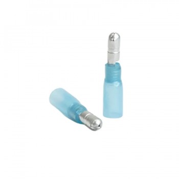 PureVolt Double Crimp Heat Shrink Male Bullet Terminal - 5 mm - 16-14 AWG - Blue- 10-Pack