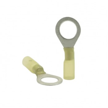 PureVolt Double Crimp Heat Shrink Ring Terminal - 1/2 in. Screw - 12-10 AWG - Yellow - 10-Pack