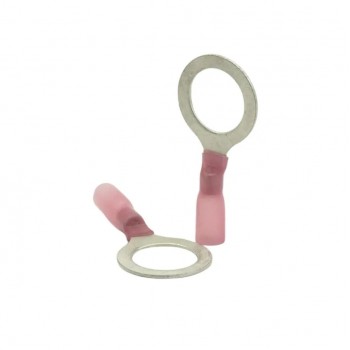 PureVolt Double Crimp Heat Shrink Ring Terminal - 1/2 in. Screw - 22-16 AWG - Pink - 10-Pack