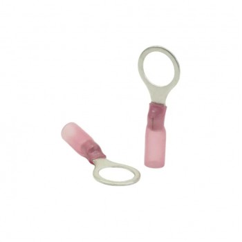 PureVolt Double Crimp Heat Shrink Ring Terminal - 3/8 in. Screw - 22-16 AWG - Pink - 10-Pack