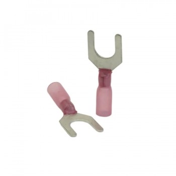 PureVolt Double Crimp Heat Shrink Spade Terminal - 1/4 in. Screw - 22-16 AWG - Pink - 10-Pack