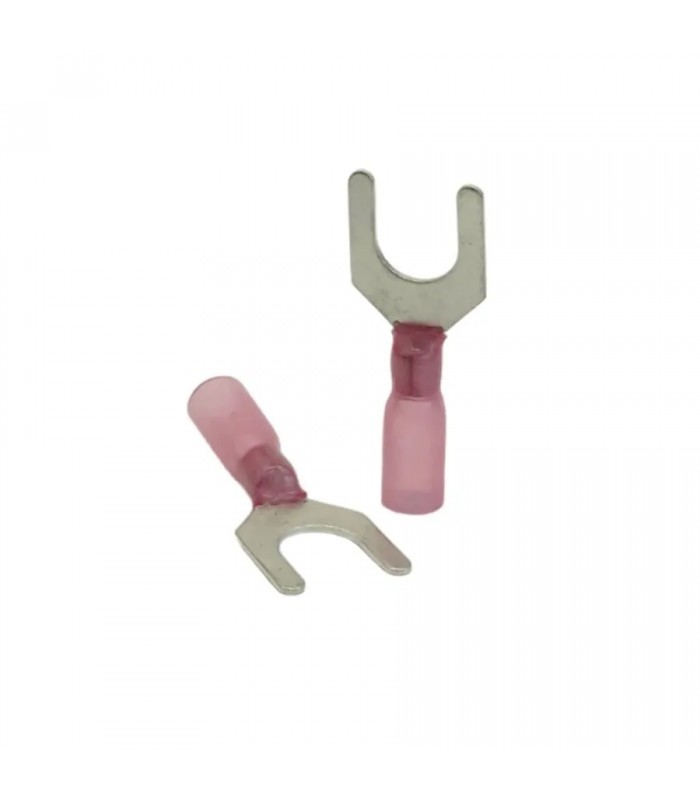 PureVolt Double Crimp Heat Shrink Spade Terminal - 1/4 in. Screw - 22-16 AWG - Pink - 10-Pack