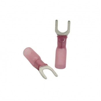 PureVolt Double Crimp Heat Shrink Spade Terminal - #10 Screw - 22-16 AWG - Pink - 10-Pack