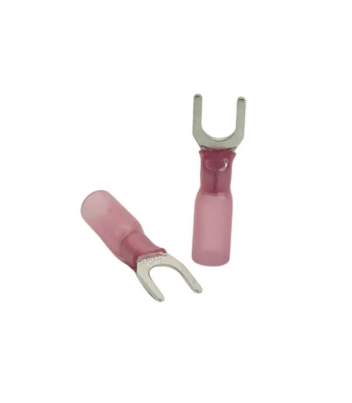 PureVolt Double Crimp Heat Shrink Spade Terminal - #10 Screw - 22-16 AWG - Pink - 10-Pack