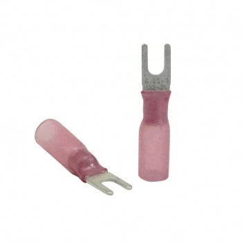 PureVolt Double Crimp Heat Shrink Spade Terminal - #4 Screw - 22-16 AWG - Pink - 10-Pack
