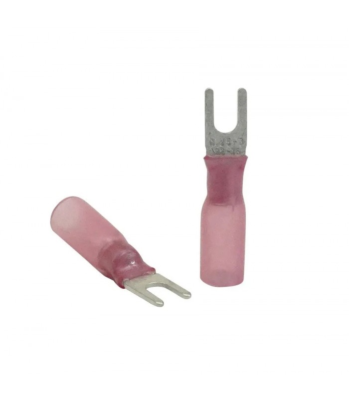 PureVolt Double Crimp Heat Shrink Spade Terminal - #4 Screw - 22-16 AWG - Pink - 10-Pack