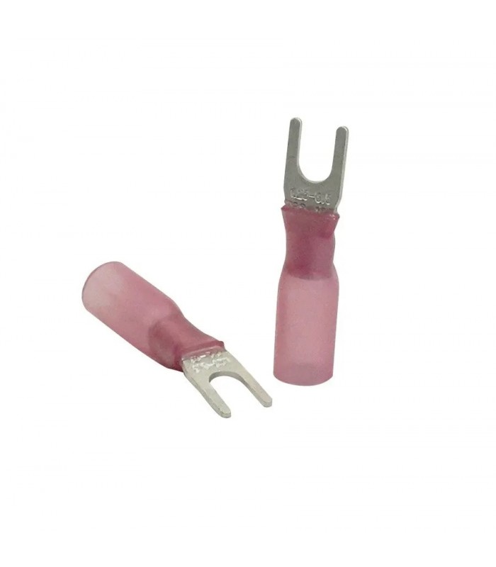 PureVolt Double Crimp Heat Shrink Spade Terminal - #6 Screw - 22-16 AWG - Pink - 10-Pack