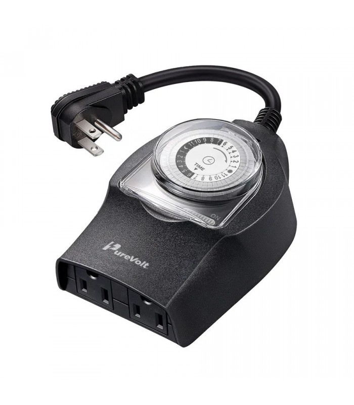 PureVolt Dual Outlet Programmable Light Timer - Indoor/Outdoor - 125 V - 15 A - 2 modes