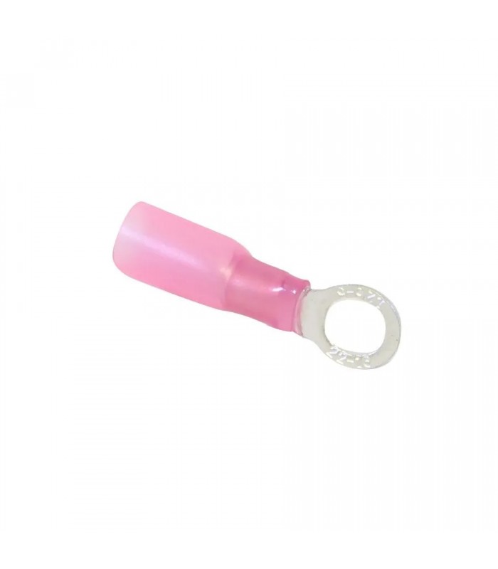 PureVolt Heat-Shrink Ring Terminal - Screw #10 - 22-16 AWG - Pink - Pack of 100