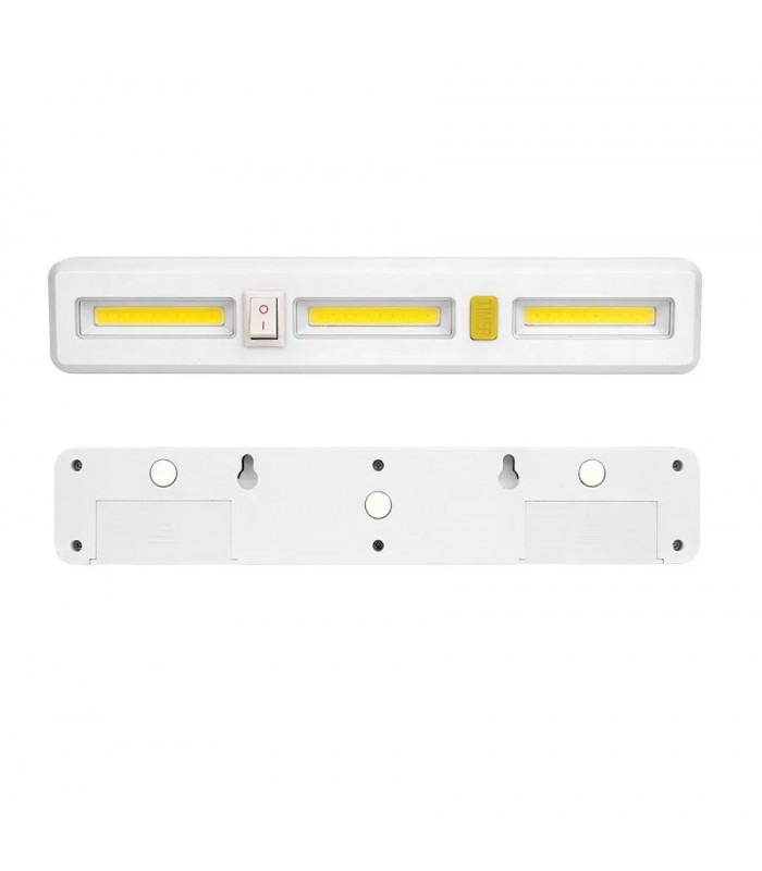 PureVolt Barre lumineuse DEL COB magnétique avec bouton marche/arrêt et minuterie - 3 W