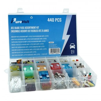 PureVolt Assortiment de fusibles automobiles multi-formats - 12 V - 440 pièces