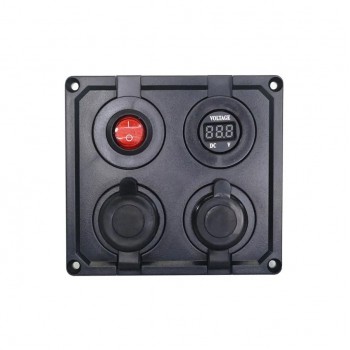 PureVolt Panneau de montage multiprise encastrable - 4 en 1 - 12 V CC