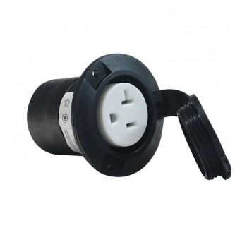 PureVolt NEMA 5-20R Flange Receptacle with Waterproof Cap -125 V - 20 A