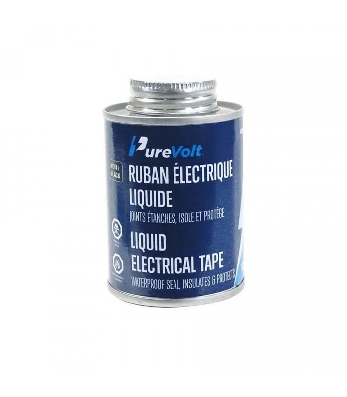 PureVolt Ruban électrique liquide à séchage rapide avec pinceau - Noir - 125 ml