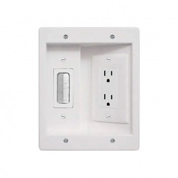 PureVolt Prise électrique encastrée avec passe fil intégré - 125 V - 15 A - Blanc