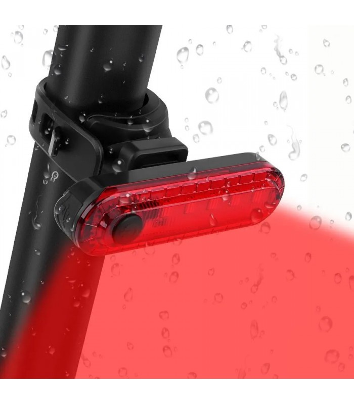 PureVolt Phare arrière rechargeable pour vélo - IPX3 - 4 modes - Rouge