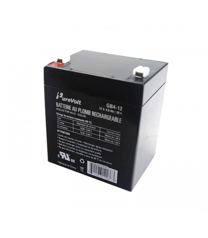 PureVolt Rechargeable Sealed Lead-Acid Battery - 12 V - 4 Ah