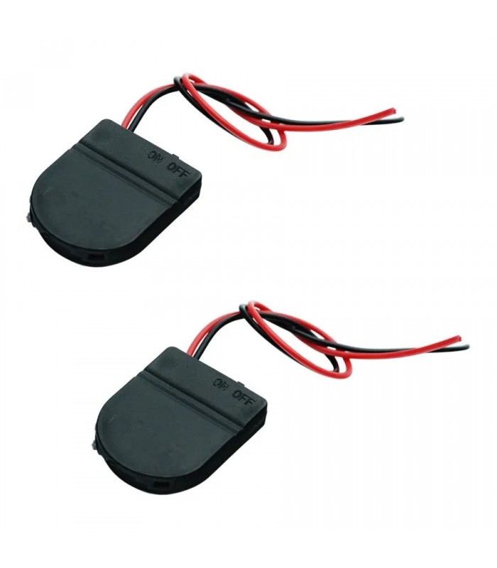 PureVolt Sealed CR2032 Cell Battery Holder with Bare Wires and Switch - 2-Pack
