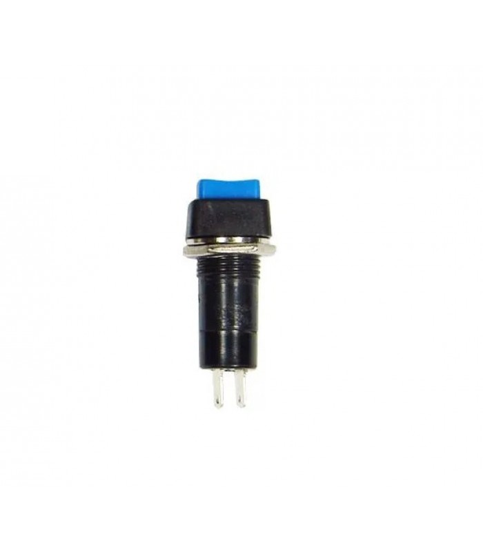 PureVolt Interrupteur à bouton poussoir carré - SPST - 2 pins - 125V - 3A - Bleu