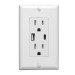 PureVolt Prise murale double inviolable avec USB/USB-C 15 A 125 V - Blanc