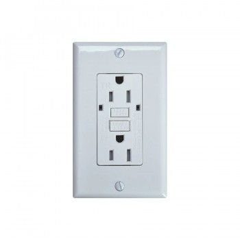 PureVolt Tamper-Resistant GFCI Receptacle with Mounting Plate - Indoor - 125V - 15A - White