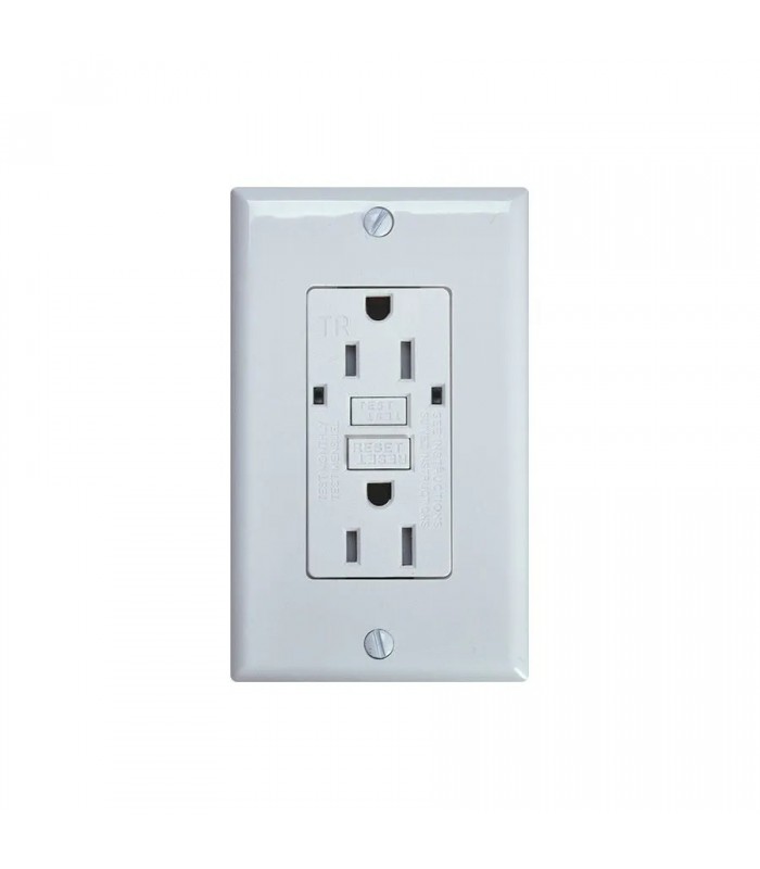 PureVolt Prise DDFT inviolable avec plaque de montage - Intérieur - 125 V - 15 A - Blanc