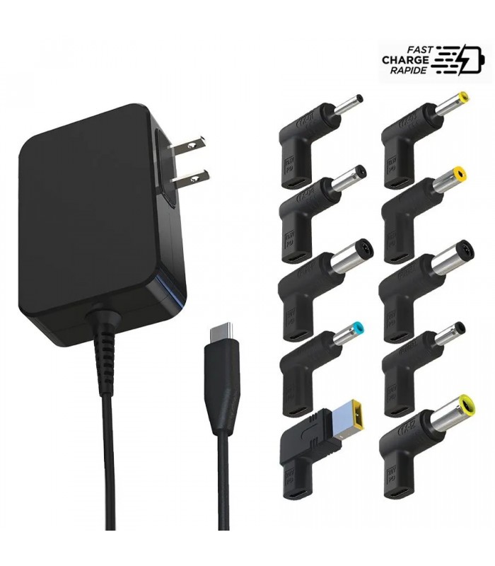 PureVolt Chargeur universel pour ordinateur portable avec 10 adaptateurs - 90 W