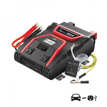 PureVolt Onduleur pour véhicule avec 3 prises CA et 3 ports USB - 2000 W