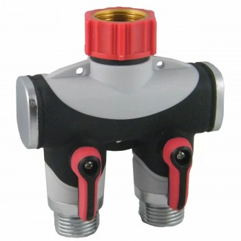 RainWave Distributeur de tuyau d'arrosage à 2 voies avec poignée ergonomique souple