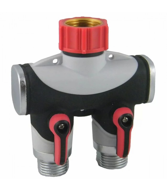 RainWave Distributeur de tuyau d'arrosage à 2 voies avec poignée ergonomique souple