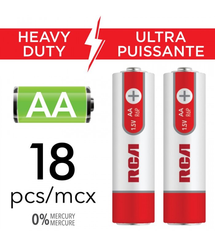 RCA AA Heavy Duty Battery - Pack of 18