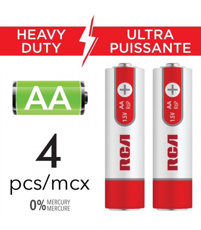 RCA Pile AA ultra puissante - Paquet de 4