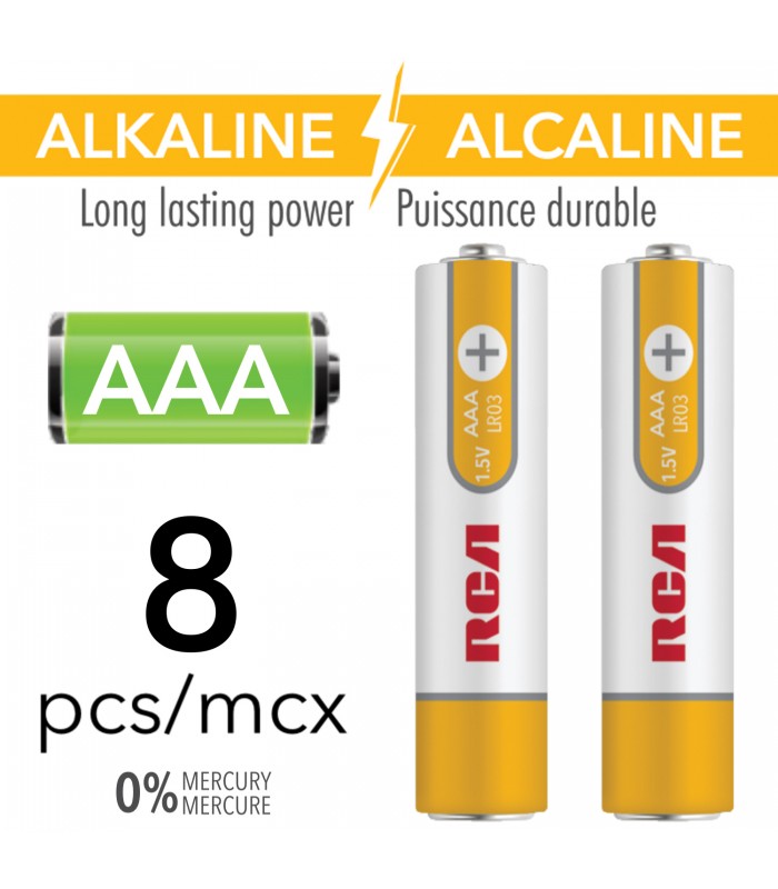 RCA Pile AAA alcaline - Paquet de 8