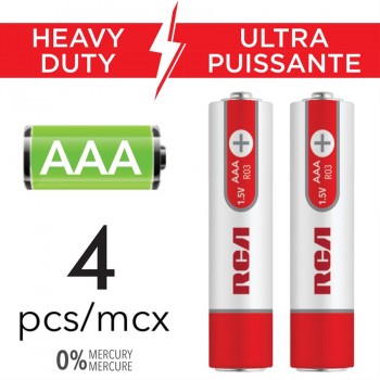 RCA Pile AAA ultra puissante - Paquet de 4