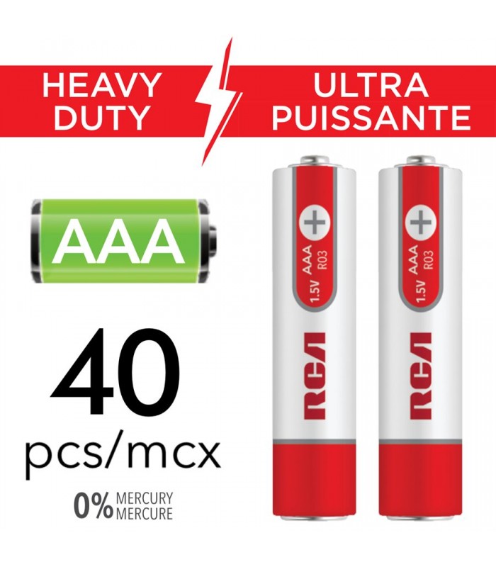 RCA AAA Heavy Duty Battery - Pack of 40