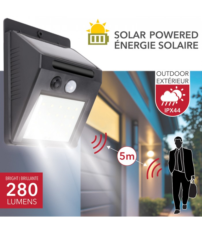 RCA Solar Motion Sensor Wall Light – IP44 Waterproof