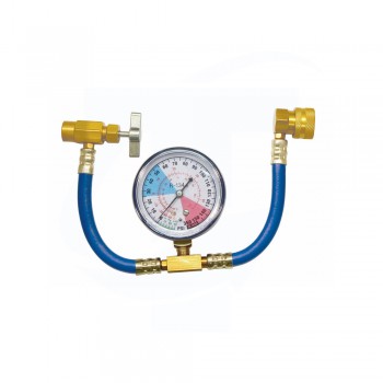 Recharge hose with 2-3/4 in. gauge, compatible with piercing-style cans