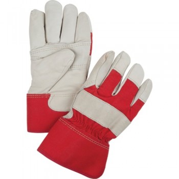 Gants d'ajusteur rouge & blanc doublés pour l'hiver, Grand, Paume en Cuir fleur de vache, Doublure en Boa