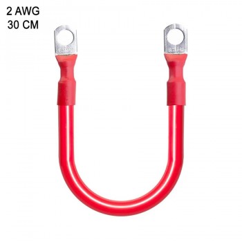 RedLink Câble 2AWG de 12 po. avec terminaux 3/8 po. pour batterie - Rouge