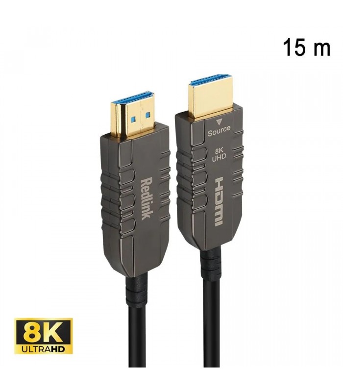 RedLink 8K 48 Gbps HDMI 2.1 Male to Male Active Optical Cable - 15m