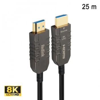 RedLink 8K 48 Gbps HDMI 2.1 Male to Male Active Optical Cable - 25m