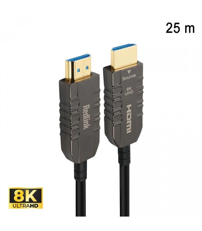 RedLink Câble HDMI 2.1 8K à fibre optique mâle à mâle - 48 Gbps - 25m