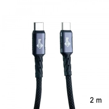RedLink Câble tressé USB-C mâle à mâle - 60W - Noir/Gris - 2 m