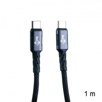 RedLink Câble tressé USB-C mâle à mâle - 60W - Noir/Gris - 1 m