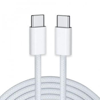 RedLink Braided USB-C Male to Male Cable - 60W - White - 3.3 ft