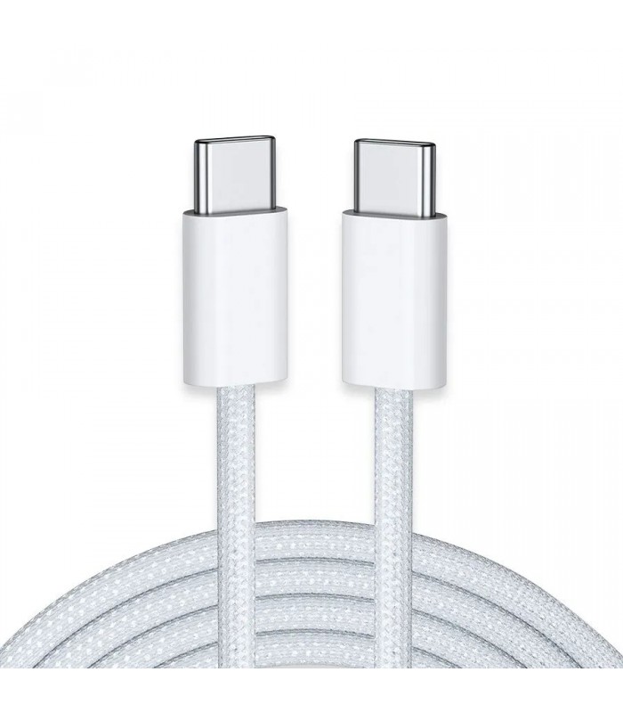 RedLink Câble tressé USB-C mâle à mâle - 60 W - Blanc - 1 m