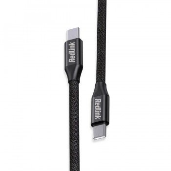 RedLink Câble tressé USB-C mâle à mâle coques robustes - 240 W - Noir - 2 m
