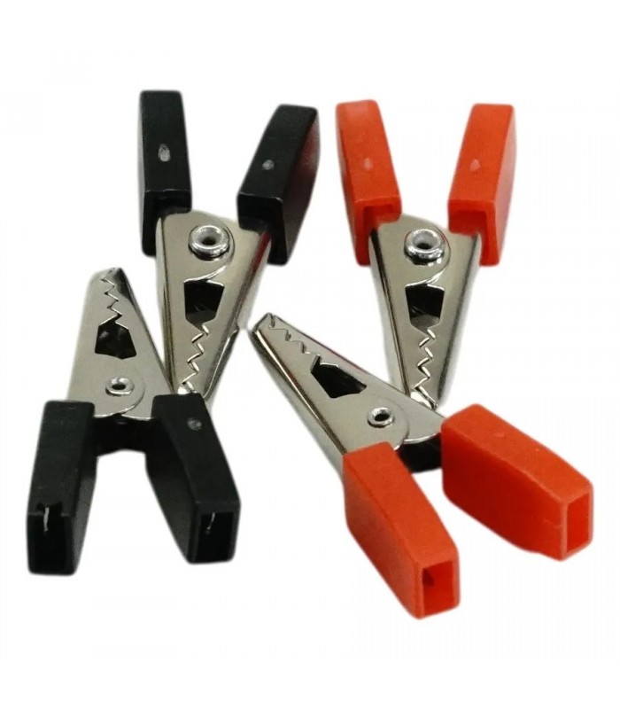 RedLink Pinces crocodiles de petite taille - Noir et Rouge - Paquet de 4